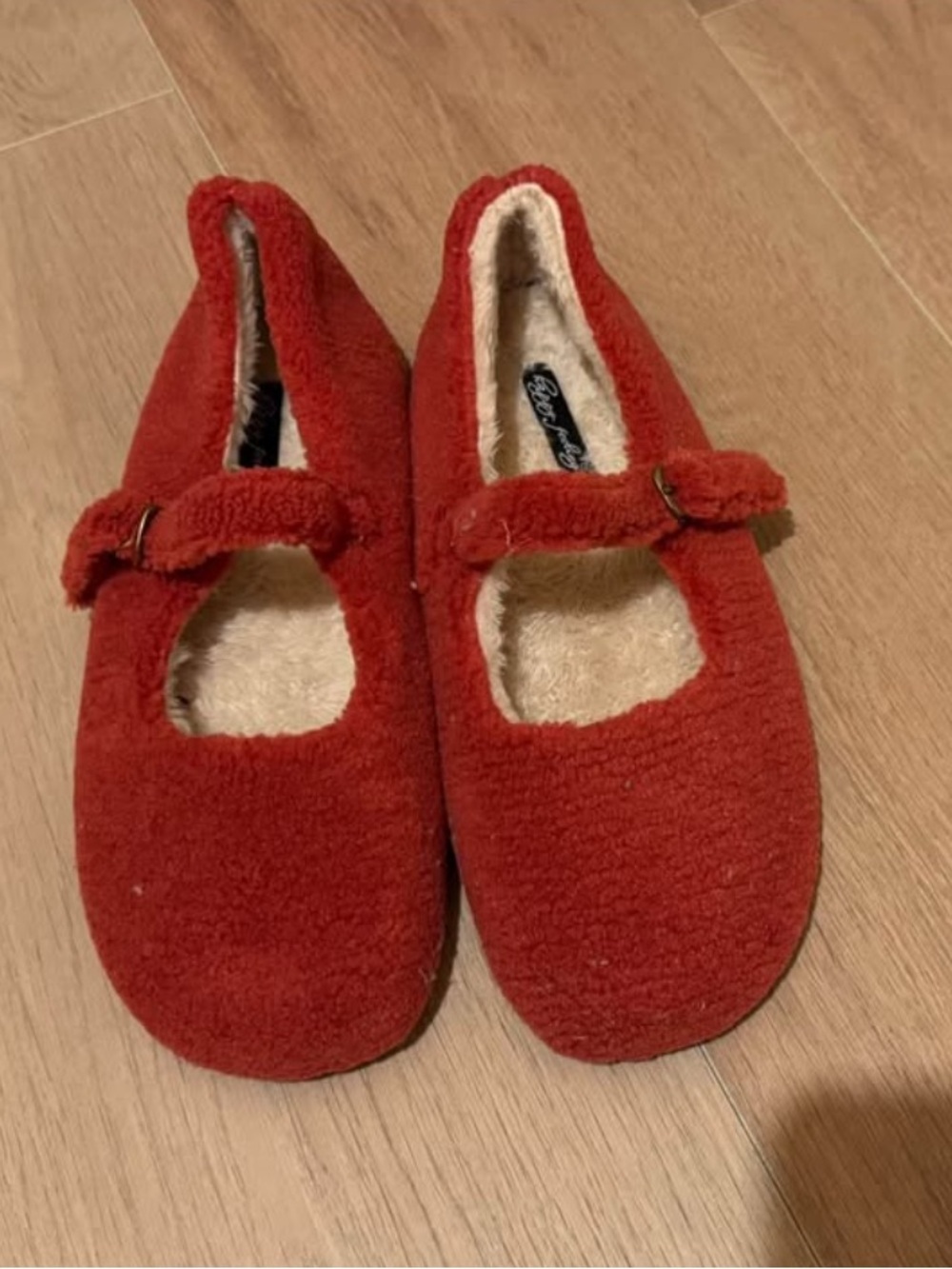 Brand new Cozy Red Fleece Mary Jane Slippers